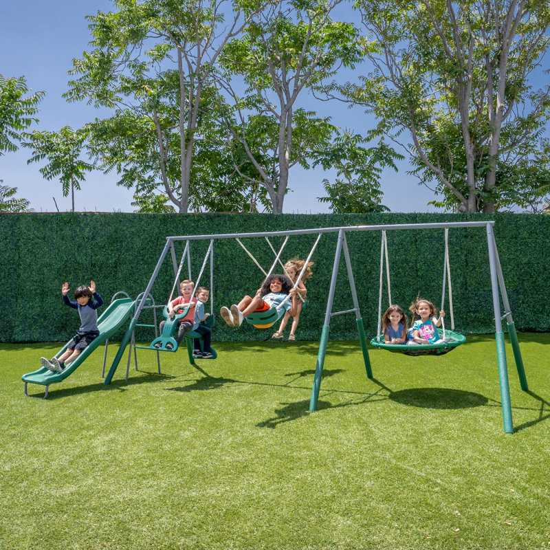 The Swing Company Rochester Metal Swing Set with Roman Glider